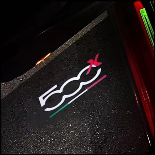 R-timer 2 Pezzi Auto Logo Proiettore di Ricambio per Fiat 500X 500 500L, Luce di Benvenuto per Auto Personalizzata Luci Portiera Auto Illuminazione D'ingresso,A