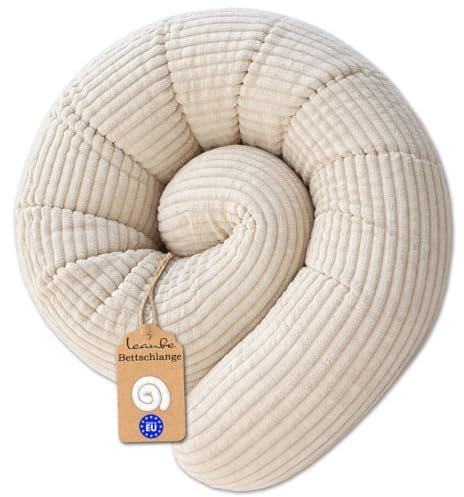 Leanbe Bettschlange Stillkissen, Weiche Bettrolle, Seitenschläferkissen, Vielseitiges Lagerungskissen für Erwachsene Cord (Beige, 150 cm)