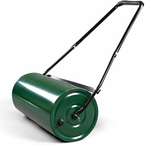 LEADZM Rodillo de césped de 50 l, longitud de superficie de contacto 60 cm, diámetro de 32 cm, rellenable con arena o agua, rodillo aireador de césped, el mango es acolchado cómodo y eficiente