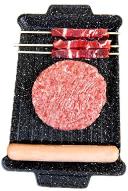 Spiedinella Piastra Grill Senza Fumo | Griglia per Carne, pesce, verdure, Spiedini, e Hamburger | Antiaderente, Raccolta Grassi, Uso su Fornello | Cottura Sana in Casa