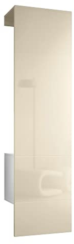 Vladon Garderobe Carlton Set 5, Made in Germany, Garderobenset bestehend aus 1 Garderobenpaneel mit integrierter Tür und 1 Kleiderstange, Weiß matt/Creme Hochglanz (52 x 193 x 35 cm)