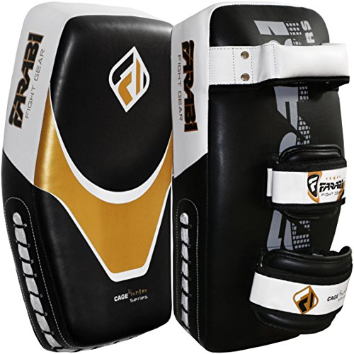 Farabi Kick Shield Arm Pad Kicking Target (White Black, Pair)