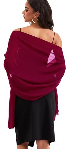 Chiffon-Schals, Schals für Braut, Hochzeit, Party, Abendkleid und besondere Anlässe, weinrot, Länge (79) * Breite (19)