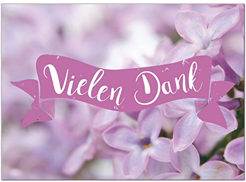 10 x Dankeskarten mit Umschlag - Flieder in lila Blumen - Danksagungskarten, Danke sagen, nach Hochzeit, Geburt, Baby, Taufe, Geburtstag, Kommunion, Konfirmation, Jugendweihe