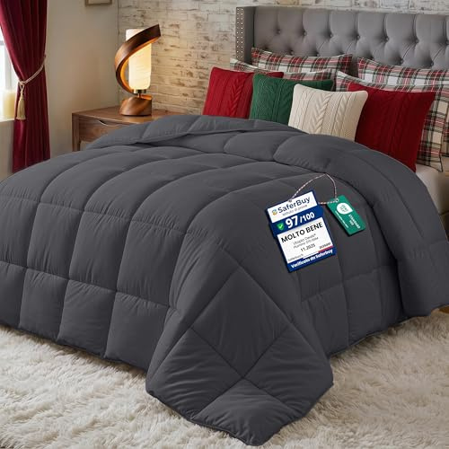 Utopia Bedding Bettdecke 200 x 200 cm, Ganzjahresdecke 370 GSM Füllung, atmungsaktive Schlafdecke, Steppdecke, Super Weiche Kuschelige (Grau)