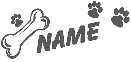 topdesignshop Hunde-Pfoten Aufkleber mit Wunschnamen | Hundeaufkleber Knochen Tatzen Hund Auto Sticker mit Namen gestalten