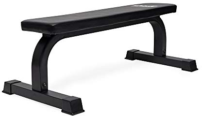 VirtuFit Flache Fitnessbank - Trainingsbank - Schwarz - Hantelbank - Krafttraining
