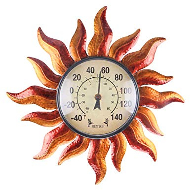 MUMTOP 34,8 cm Innen-Außenthermometer, große Zahl, Wandmontage, Sonnenthermometer für Terrasse, Hof, Garten