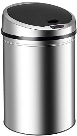 Ribelli Edelstahl Mülleimer 60 Liter - Abfalleimer mit Sensor - automatisches Öffnen und Schließen - Klemmring für Müllbeutel - Abnehmbarer Deckel - mit LED-Funktionsanzeige (Chrom)