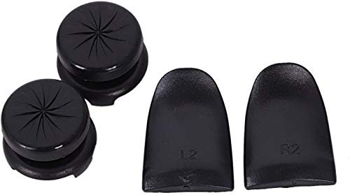 Replacement L2 R2 Trigger Extenders Buttons Thumbstick Caps Protector Joystick Caps for PS4 Controller (Black)