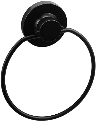 Cornat Handtuchhalter 3 in 1 – schwarz – Ring – mit Saugnapf | 3 verschiedene Befestigungsoptionen mit Saugnapf, Klebepad und Bohren – Klebehaken – Handtuchhalterung für Gäste-Handtuch