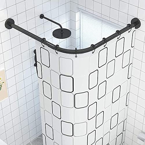 WJQD Tringle à Rideau de Douche L,Courbé Barre sans Perçage INOX Montage Mural d'angle,pour Les Douches et magasins Vêtements(Size:70 to 95cm x 70 95cm)
