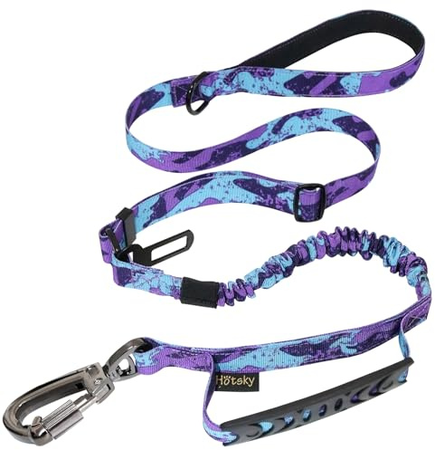 Correa táctica para Perro, Correa Resistente para Perros medianos y Grandes, Correa de Perro retráctil de 4 pies y 6 pies con absorción de Golpes, Correa de Perro Fuerte Acolchada de Doble asa con