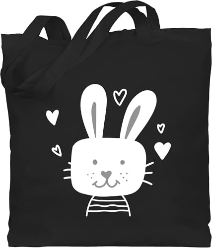 Baumwolltasche - Taschen - Hasen Scribble I Hase Ostern I Osterhase - Unisize - Schwarz - häschen tasche osterhasen hasi stoffbeutel hasentasche hasenmotiv kaninchen beutel ostergeschenk rabbit