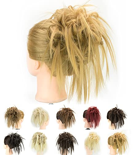 IMISSU 2PZ Chignon disordinato pezzo Updo falso Estensione Scrunchies Posticci ricci ondulati Fascia per capelli chignon a coda di cavallo per donne e ragazze (2PZ Biondo cenere)