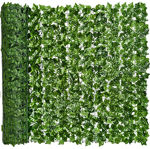 DearHouse Künstlicher Efeu-Sichtschutzzaun Wandschutz, 150 x 450 cm, künstliche Hecken Zaun und künstliche Efeu-Rankenblätter-Dekoration für den Außenbereich, Gartendekoration