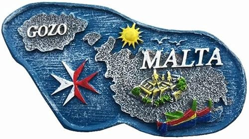 Magneti da Frigorifero, Mappa 3D di Malta Magnete da Frigorifero Decorazione for la casa e la Cucina Adesivo Magnetico, Magnete da Frigorifero di Malta Regalo Souvenir turistico