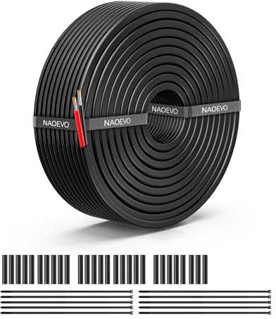 NAOEVO 18 Gauge Wire 2 Conductor Electrical Wire, 18 AWG Stranded PVC Cord, 12V Low Voltage/Tinned Copper/Flexible Cable for Automotive Wiring, Lamp Cord, Marine Cable (30FT)