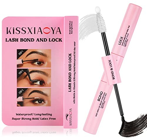 kissxiaoya Lash Bond and Seal, Cluster Eyelash Glue for Individual Cluster DIY Eyelash Extensions, Super Strong Hold Cluster Lash Adhesive, Waterproof, Latex Free, Mascara Wand Glue