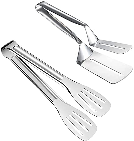 Aiareozy Edelstahl Servierzange, 2 Stück Küchenzange Grill Zangen, BBQ Griddle Spatel, Gebäckzange, Spargelzange, Spaghettizange, Für Fleisch, Salat, Spaghetti, Steak, Wurst, Braten