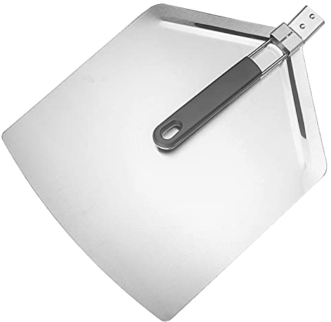 EXENXA Spatule à Pizza en métal avec Manche Long Pliable, Pelle à Pizza, pagaie à Pizza, pour pâtisserie, pâte, Poids léger, Facile à Nettoyer