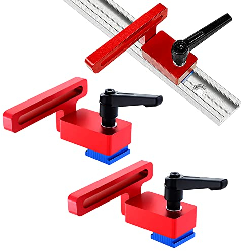 Nizirioo 2 Pièces 30 Type Mitre Track Stop, Fixation T-Slot Mitre Track Stop, Butée De Rail En T, Outil De Menuiserie Mitre Track En Alliage D'Aluminium Butée De Rail À Onglet Arrêts De Rail En T