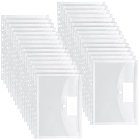 AKOLAFE 50 Stück Dokumententasche A4 Abheftbar 24x30.4cm Dokumentenmappe A4 zum Abheften Transparent Dokumententasche a4 zum Abheften mit Nruckknopf und Etikettentasche für Schule, Hausarbeit, Büro
