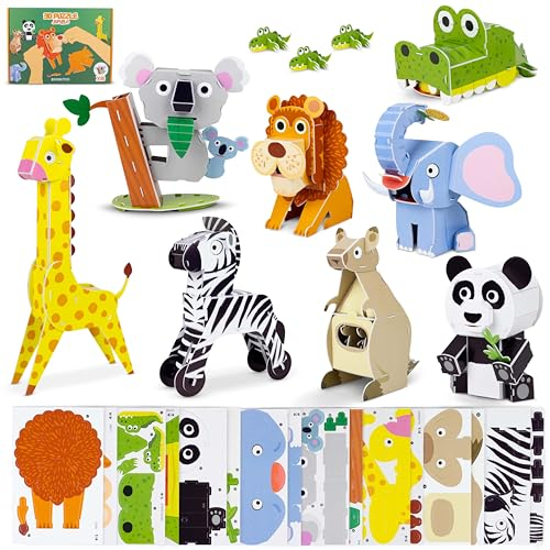 Puzzle 3D Bambini Animali della Giungla Pack 8 - BONNYCO | Giochi Bambini Educativi Giocattoli, 3D Puzzle Bambino e Bambina | Regalo Bambino 6 7 8 9 10 Anni, Regali Giochi Creativi Compleanno Natale