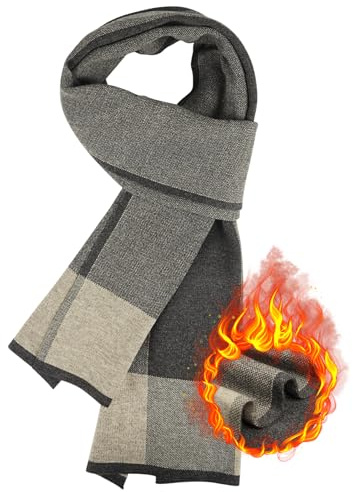 HIYATO Schal Herren, Merino Winterschal für Herren, 30% Merinowolle Weiche Warm Schal, 180x30cm