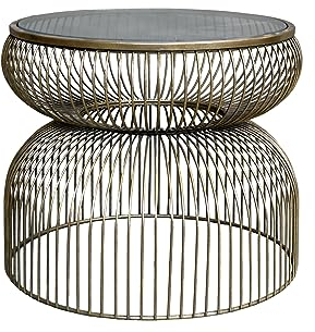 Chic Antique Couchtisch Beistelltisch Curved Messing Antik-Finish 40 x 47,5 cm (H/D)