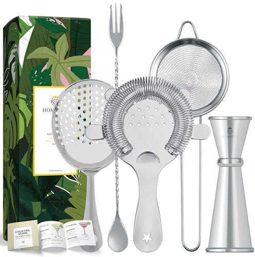 Homestia Ensemble de passoires à cocktail - Accessoires de bar pour boissons avec passoire Hawthorne, passoire Julep, passoire en maille