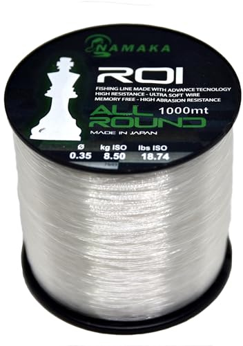 Línea de Fluorocarbono con Recubrimiento Roi Todo Terreno de NAMAKA® 1000 mt Diámetro 0.20 a 0.80 (Ø 0.35 mm - 8.5 kg - 1000 mt, Roi Cristal MONOFIL)