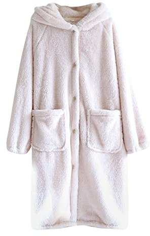 MILAX Unisex Warm Frottee Baumwolle Bademantel Damen Lang Kapuze Frottee Velours Bademantel Kapuze Damen Kuschelflanell Kapuzenhandtuch Poncho Für Erwachsene