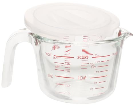 UPKOCH Taza Medidora De Vidrio Taza Medidora De Líquidos De Vidrio De Borosilicato Con Marcas De Escala Jarras Medidoras Con Asa Y Pico Tazón Para Mezclar De Cocina Para Cocina 500 Ml
