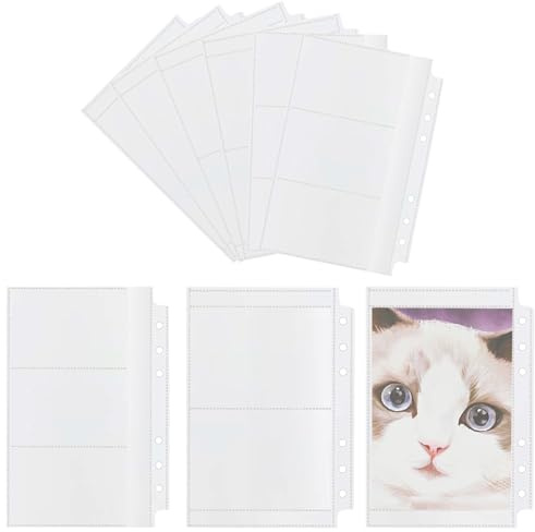 Prebarfun 31 Pcs A6 Tasche per Raccoglitori Set, 6 Fori Raccoglitore Sacchetto, Buste Porta Soldi Trasparenti per Foto & A6 Copertina Raccoglitore Anelli, Borsa per Documenti, Fattura, Carte