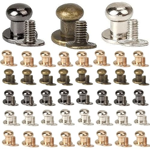 100 Stück Leder Nieten, 6mm Hohlnieten für Leder, Button Rundkopf Hohlnieten Nietenzange Set Kleidung Verschlüsse, Knopfschraubnieten Metall für Lederhandwerk DIY Kleidung Schuhe Gepäck