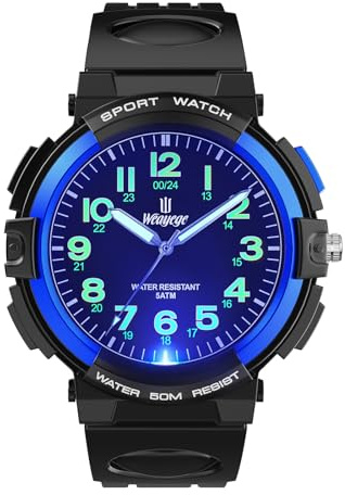 Weayege Reloj Analógico para Niños,Resistente al Agua hasta 5 ATM,Fácil de Leer,Reloj de Enseñanza del Tiempo para Niño y Niña,Relojes de Pulsera de Banda Suave para Niños 4-16