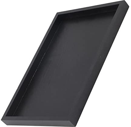 Culnflun Vassoio Da Tè in Legno Rettangolare Nero, 25 X 18 X 2cm, Vassoio Da Tè E Caffè Rettangolare in Legno Massello Adatto a Ristoranti E Case
