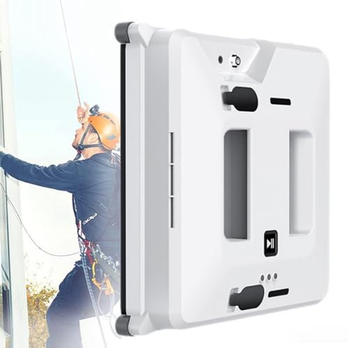 Robot limpiacristales, rociador automático de agua para limpieza de vidrios de 3000 Pa, kit de limpieza inteligente para ventanas y techos altos con control remoto y 4 paños de limpieza, color blanc