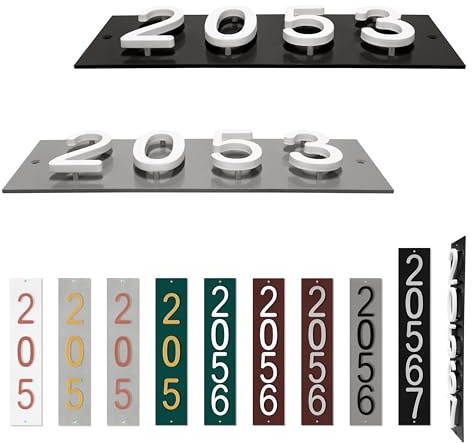 AMGO Personalized House Numbers Address Street Sign Plaque, Floating/Flush Mount, Aluminum Modern for Indoor/Outdoor, Horizontal Vertical for Wall Mailbox (Custom Colors/Numbers)