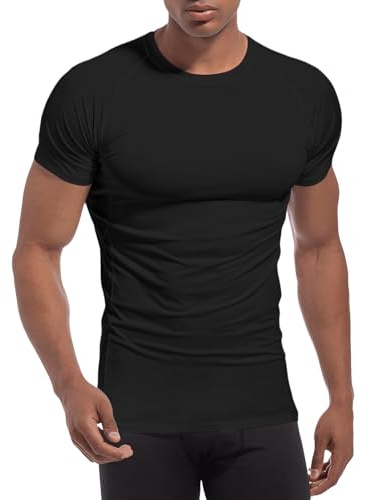 Towintec Kompressionströja för män, ventilerande meshbaslager, snabbtorkande, män, kortärmad, rund funktionell skjorta, löpskjorta, jogging, baslager, klassiska muske-toppar, t-shirt, gym