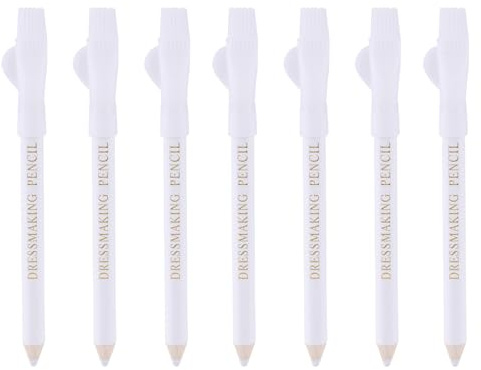 BOXOB 7Pcs Fabric Markers for Sewing, White Tailor Chalk Pencils Fabric Marking Pen for Quilting Sewing Dressmaking DIY Crafts, Water Soluble Tracing Tools