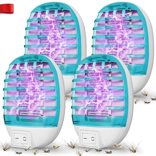 Lampada Antizanzara Elettrice, 4 Pezzi Lampada per Antizanzare con Luce UV, Zanzariera Elettrica da Interno,Non Tossico Trappola per zanzare Anti Trappola Uccidi Zanzare,Camera da Letto,Sala da Pranzo