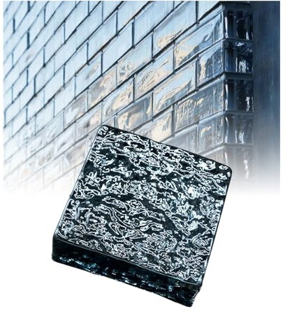 Generisch Hochtransparenter, klarer, rechteckiger Glasbaustein, dekorative, kristallklare, rechteckige Glasbausteine, Wärmedämmung, 15 x 15 x 4,8 cm, Mehrfarbig (grau)