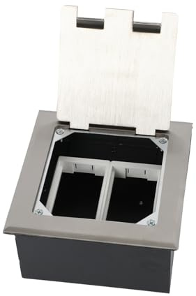 Serbatoio da pavimento in acciaio inox, presa da incasso, scatola da incasso a pavimento, inserti opzionali da assemblare, 2/4/6, prese a filo (2 scomparti 146 x 165 mm)