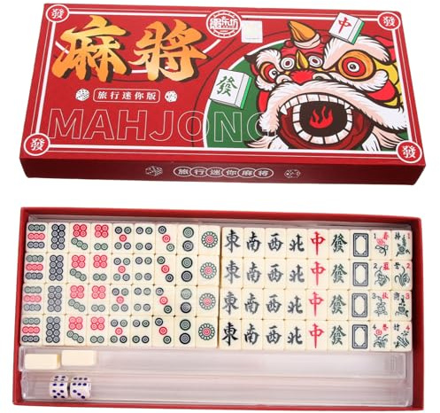 Toyvian Portable Mahjong Set for Travel Mini Mahjong Game Storage Case for Family Gatherings and Leisure Activities