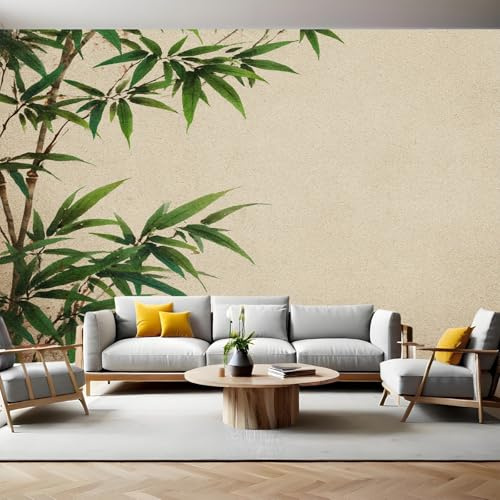 Stile Retrò Fotomurale da Parete 250 x 175 cm Foglie di bambù verdi Carta da parati TNT Murale 3D Moderna Poster Gigante Design Carta per Pareti Soggiorno Camera de Letto Sala Ufficio
