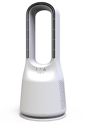 Ventilateur de Bureau Moderne sans pales, USB 2200 mAh, Personnel avec 3 Vitesses de Vent, Tour Domestique, circulateur d'air oscillant à 30 ° et 45 °, veilleuse LED de Table sans
