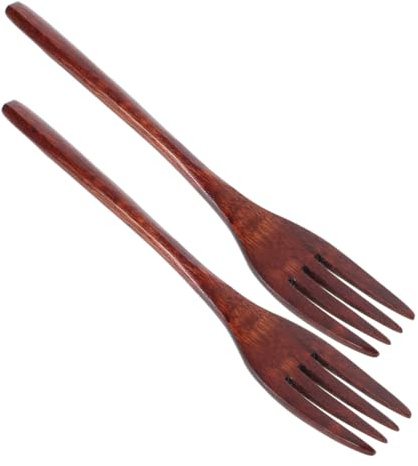 UKCOCO Tenedores de Ensalada de Madera 2piezas para Servir y Mezclar Diseño Ergonómico y Mango Largo, Utensilios de Cocina Elegantes y Funcionales