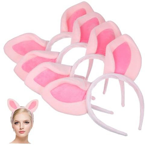BATHVEVE 4 Stück-pack Plüsch Schweineohren Haarreif Weich Elastisch Rosa Tierstirnband für Damen und Kinder Cosplay Halloween Kostüm Tierkostüm Haaraccessoire